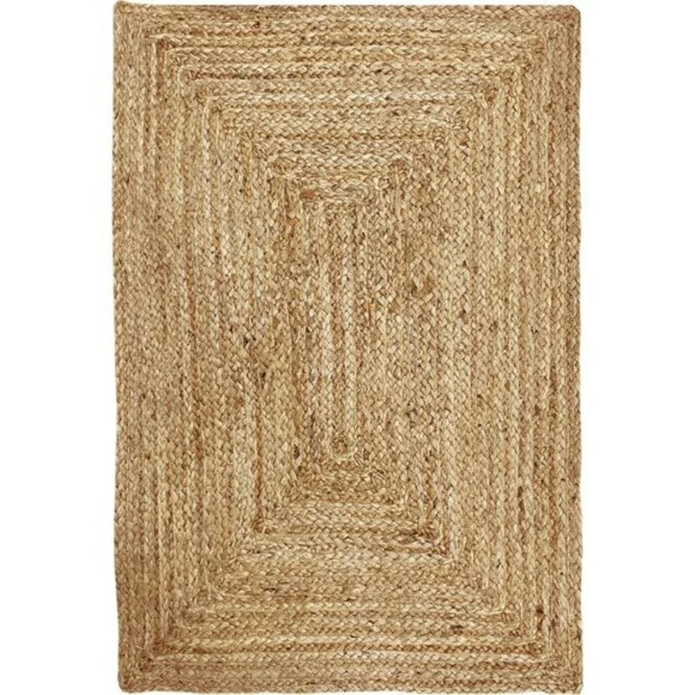 New 2'x3' Hand Woven Jute Braided Rug, Reversible Boho Floor Rug for Home Decor